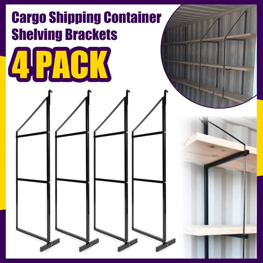 New 3 Tier Steel Cargo Shipping Container Shelving Shelf Brackets 18″x60″ 4 Pack