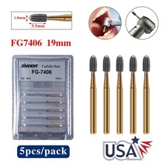5 packs Dental Tungsten Carbide Burs Trimming & Finishing Egg Football FG 7406