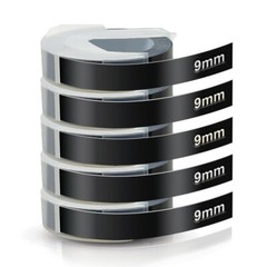 5PK For DYMO Organizer Xpress Label Maker 3D Embossing Tape 520109 Black 3/8″