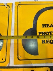 Pair of Vintage Metal Hearing Protection Required Signs Industrial Safety 11×14