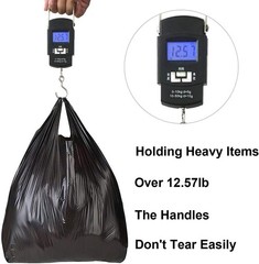 Reusable Black Plastic T-Shirt Bags, Medium 12×20 Inches for Groceries – 50 pcs