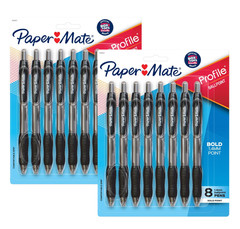 Paper Mate Profile Ballpoint Pens 1.4mm Bold Black Ink Pack of 16