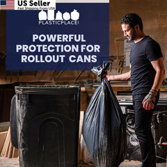 Plasticplace 95-96 Gallon Garbage Can Liners 1 Count (Pack of 25), Black