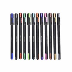 Pentonic Multicolor Gel Pen With Hard Box Case – Black Body, 12 Pcs Set