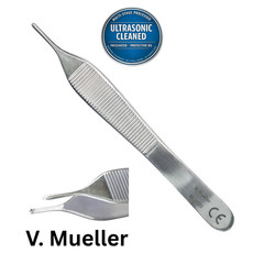 V Mueller NL1400 Adson Forceps, 1×2 Teeth, Serrated, Delicate, 4.75″