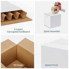 Shipping Boxes 6x6x6 Set of 6, White Corrugated Cardboard Box for Mailing Bus…