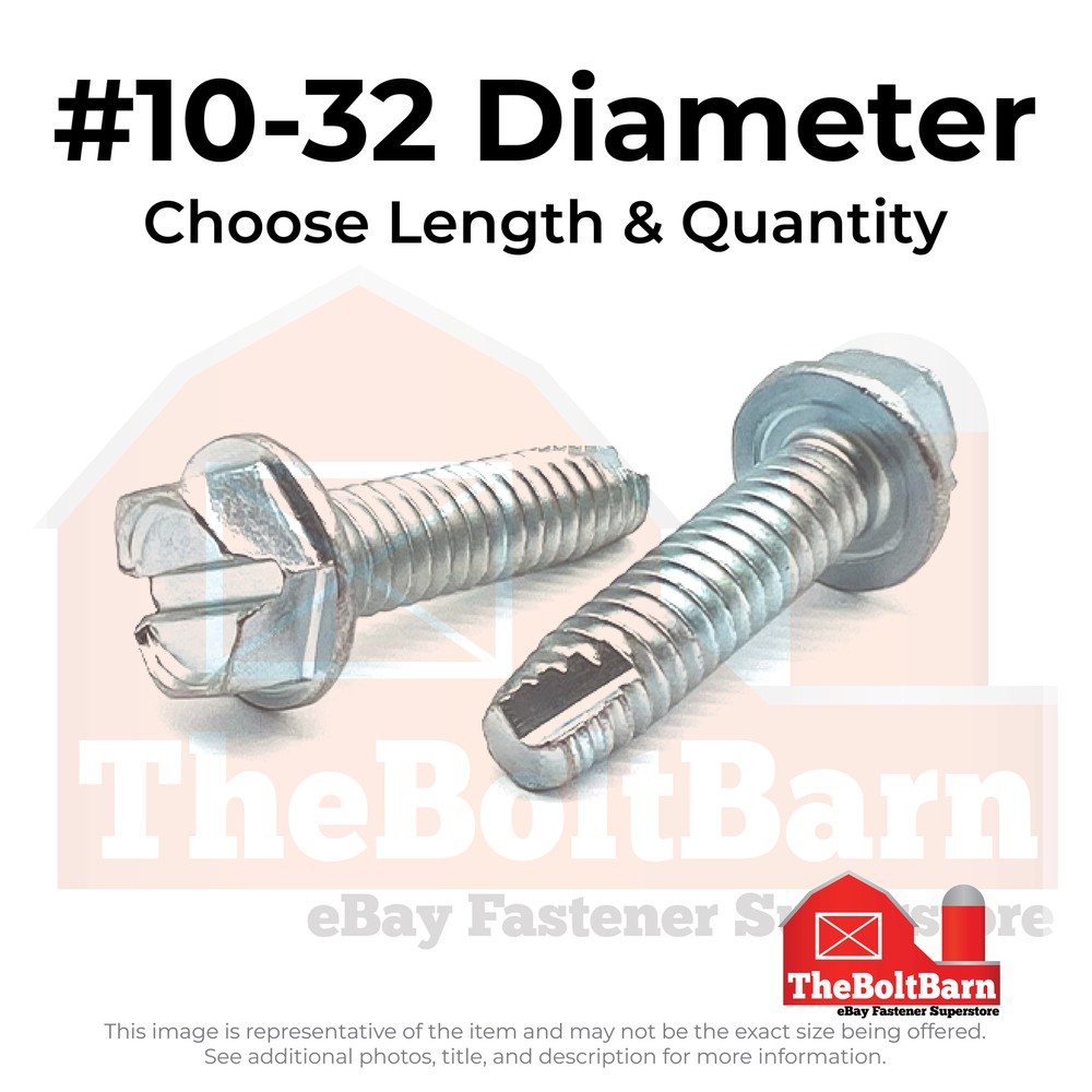 #10-32 Slotted Hex Washer Type T Thread Cutting Screws Zinc (Pick Length&Qty)