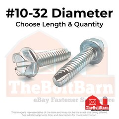 #10-32 Slotted Hex Washer Type T Thread Cutting Screws Zinc (Pick Length&Qty)