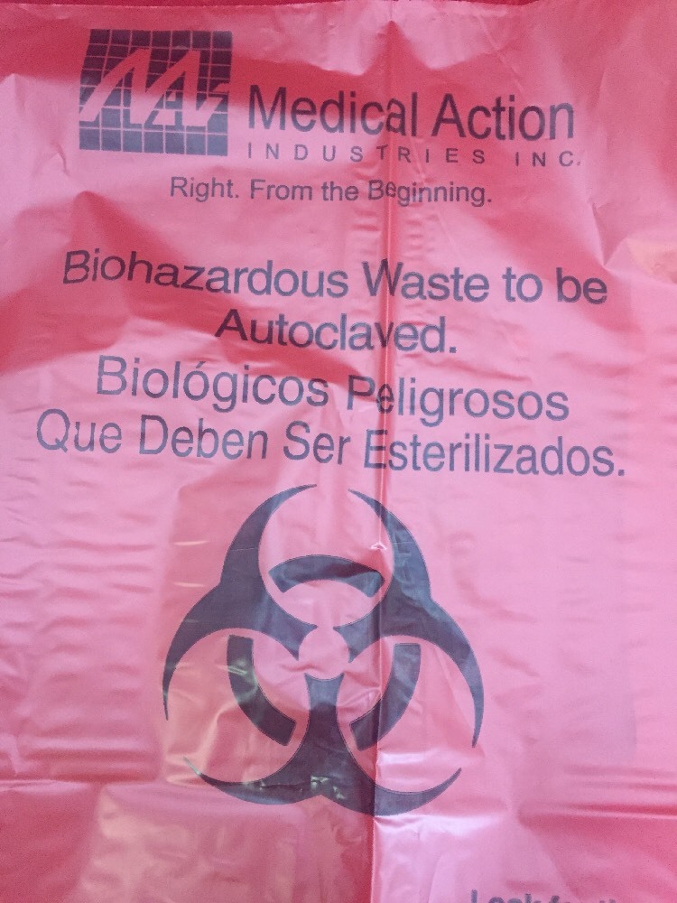 CASE OF 100 MEDICAL ACTION INDUSTRIES Red Biohazard Bags 38×47 848