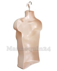 3 Pack MALE MANNEQUIN TORSOS FLESH +3 STANDS & 3 HANGING HOOKS- Men Dress Forms