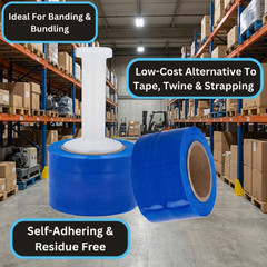 Cast Narrow Banding Stretch Wrap 3″x1000′ 80 Gauge Blue Shrink Film 36 Rolls