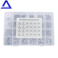 600PCS M3 M4 M5 M6 Stainless Steel Flanged Bolts and Nuts Kit,16 Common Sizes