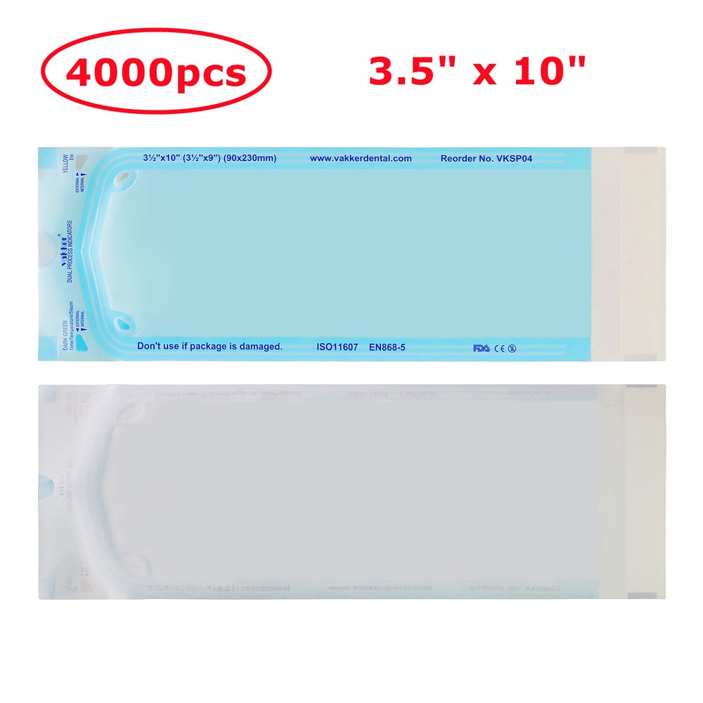 4000 3.5″ x 10″ Self Sealing Dental Sterilization Pouches Medical Autoclave Bags
