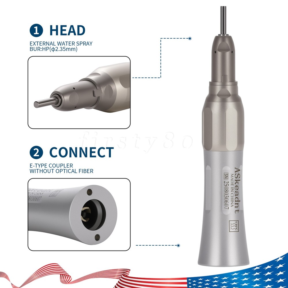 Dental Slow Low Speed Handpiece w/ Contra Angle Straight Air Motor 4Hole E-type