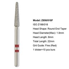 Dental Diamond Burs Zirconia Cutter FG Football Ball Round End Taper Cylinder
