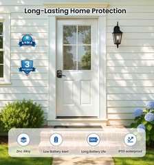 Keypad Door Lock with Handle, Keyless Entry for Front Door & Bedroom, Electro…