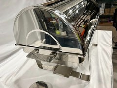 Choice Deluxe 8 Qt. Full Size Chrome Accent Roll Top Chafer.