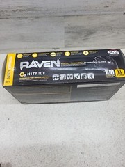 SAS Raven 66519 Nitrile Gloves XLarge Black 7 Mil Powder Free Exam Grade Box 100