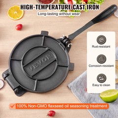 VEVOR 10 Inch Tortilla Press Chapati Maker Roti Dough Maker Heavy Duty Cast Iron