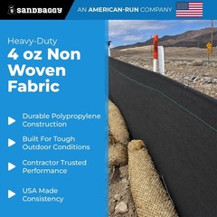 3′ x 100′ Non-Woven Geotextile Silt Fence Roll – 4 oz Erosion Control Barrier