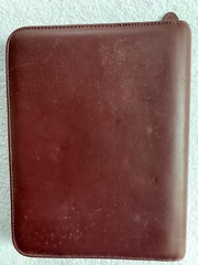 VTG DAYTIMER Planner Cover Zip Around Faux Leather 7-Ring Oxblood 8.5 X 10.5”