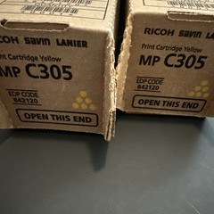 (2) Ricoh MP C305 Genuine Yellow Toner Print Cartridge 842120 for Savin Lanier