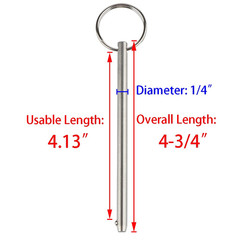 2 Pack Long Quick Release Pin, Diameter 1/4″(6.3mm), Overall Length 4-3/4″(120mm