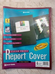 DUO-TANG Clear Front Report Cover 4 Burgandy Linen 3-hole Printable 75 sheet