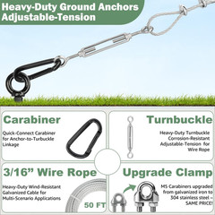 Heavy Duty 30” Ground Anchors Kit with Cable & Turnbuckle for Secure Tie-Downs