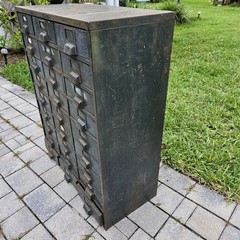Vintage Hobart Industrial Steel Metal Parts Cabinet Machinist 27-Drawer Green