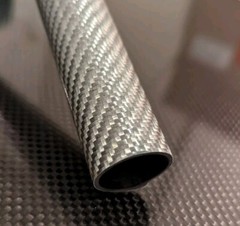 Carbon Fiber Tube Twill Silver glass Weave Gloss Finish – 7/8″ X 1″ X 72″