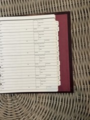 Vintage Red Burgundy leather CR Gibson Address book, made in USA Gold Lettering