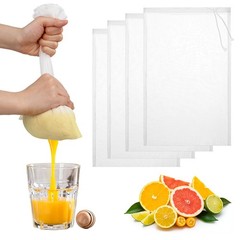 Qfwdfctrenz 4 Pack Nut Milk Bag 12 X 8 Inch Nut Bag Strainer Reusable Nylon