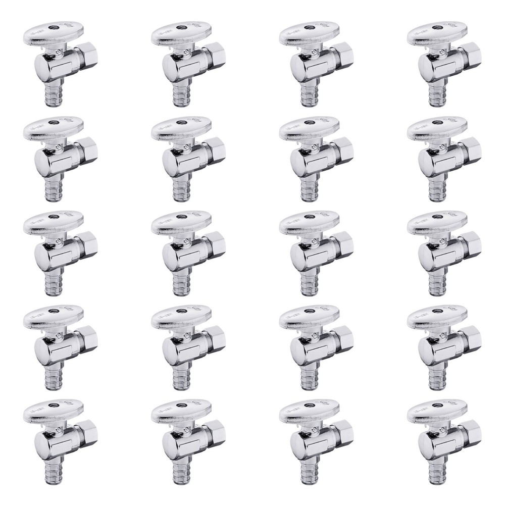 EFIELD 20PCS 1/2 Inch Pex X 3/8 Inch OD Brass 1/4 Turn Angle Stop Valve ,NoLead