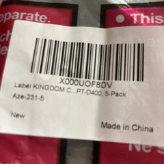 5 Pk Label Kingdom Tape 12mm Refill 0.47″ Laminated White