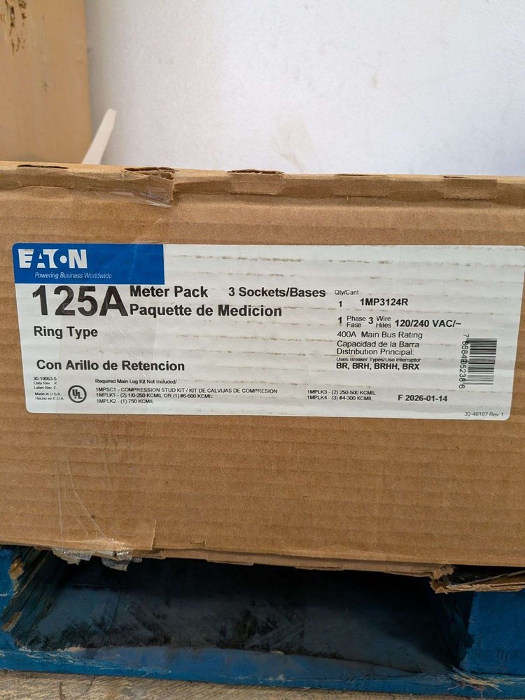 EATON METER STACK PACK 1MP3124R 400 AMP 120V240V 3R 125 AMP 3 BASE SOCKETS