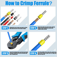 Ferrule Crimping Tool Kit w/ 1250PCS Wire Ferrules AWG 23-7 Ratchet Crimper