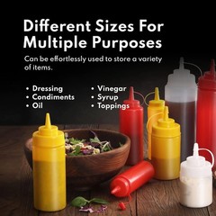 Plastic Squeeze Bottles 8 oz Clear Pack of 6 Leak Resistant BPA Free Reusable