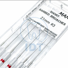 MANI Barbed Broach 6pcs Root Canal Pulp Remover NiTi Stainless 21mm