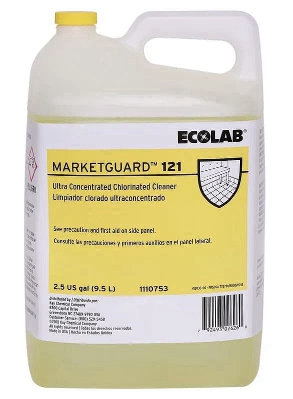 Ecolab Marketguard 121 All Purpose Cleaner, Concentrated Chlorinated, 2.5 Gal