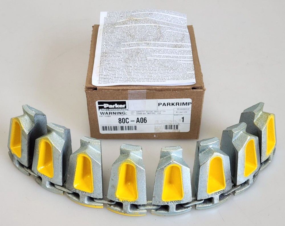 Parker Parkrimp 80C-A06 Crimping Tool Die, 43 Series, -10, 3/8″, Yellow, NEW