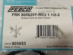 FEBCO FRK 805825Y-RC3 1 1/2-2, Kit 1.5 – 2 Inch Rubber Parts Kit, 11/16/2020 ^