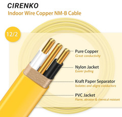 12/2 NM-B Cable 100 FT–UL Listed Residential Indoor Electrical Wire with Ground