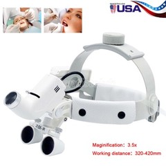 Dental Medical Surgical Headband Binocular Loupes 3.5X-R with Head Light Lamp