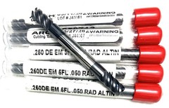 ARCH 1/4″ 5FL Corner Radius End Mill .050R Double End Solid Carbide AlTiN NEW
