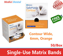 Dental SAFEMATRIX Band Curve – Wide, 6.0 mm, 50/Bx, Orange, Matrix Bands Medicom