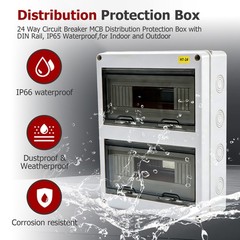 24 Way Circuit Breaker Box For Indoor and Outdoor Waterproof IP65 W/ DIN Rail