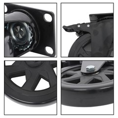 4Pcs Heavy Duty Casters Black 6″ W/ Brake 360° steering With 2× Hardware Kits