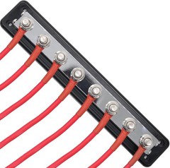 600A Battery Bus Bar 8 Way Copper Terminal Block M10 Studs with Cover Red Black