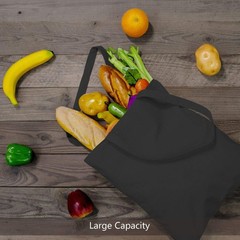 TOPDesign 24-Pack Economical 16″x15″ Black Cotton Tote Bag, Medium,
